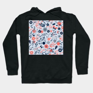 summer meadow | coral + blue Hoodie